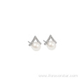 Sterling Silver Pearl Earrings Jewelry Set For Women